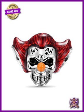 Sterling Silver Clown Skull Charm Bead Fit Bracelet Necklace Jewelry Gift